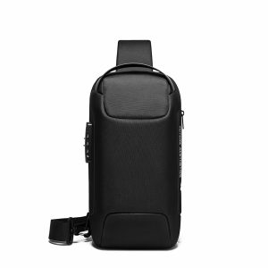 תיק צד נגד גניבות עמיד במים עם נעילה TSA וכבל USB מובנה לטעינה ניידים יוניסקס צבע שחור מבית המותג BANGE