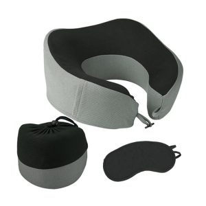 "MEMORY FOAM" כרית נסיעות לצוואר מרופדת עם כיסוי לעיניים